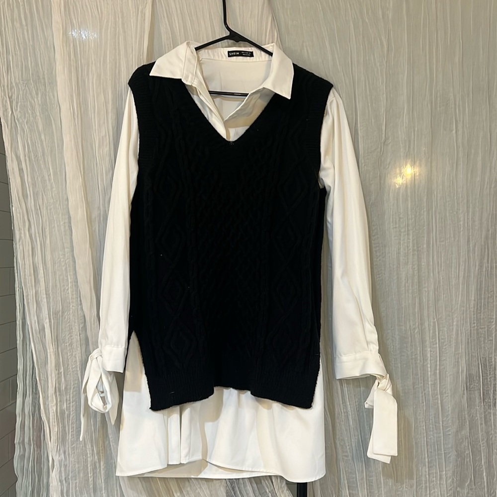SHEIN | White tshirt dress & vest | size Medium